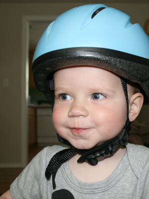 practicing wearing bike helmet