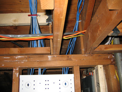 Network wires going into network box