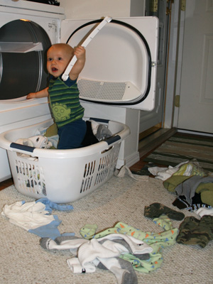 helping with laundry