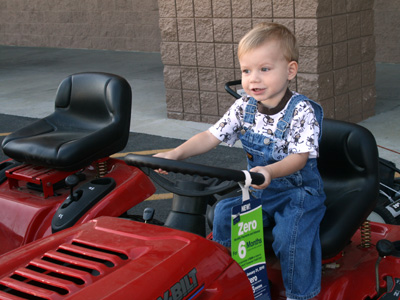 riding the lawn tractors at Lowes